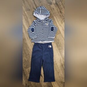 24M Disney Store Striped Thermal Vintage‎ Mickey Mouse Hoodie 2piece Sweatsuit